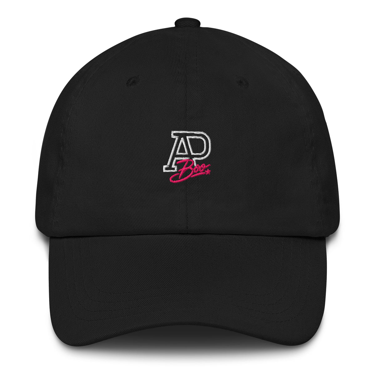 Black APBoo embroidered cap, front view