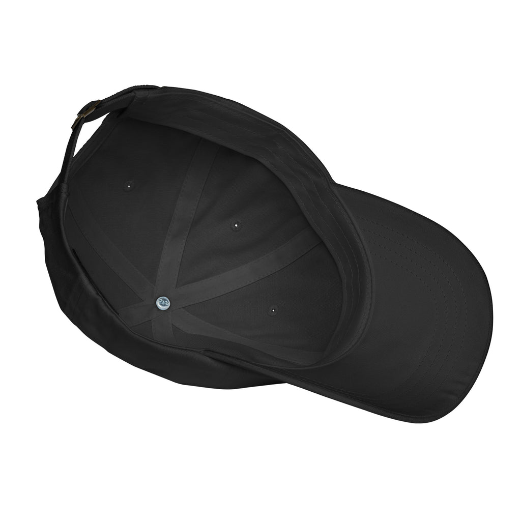 Black APBoo embroidered cap, underside and interior detail