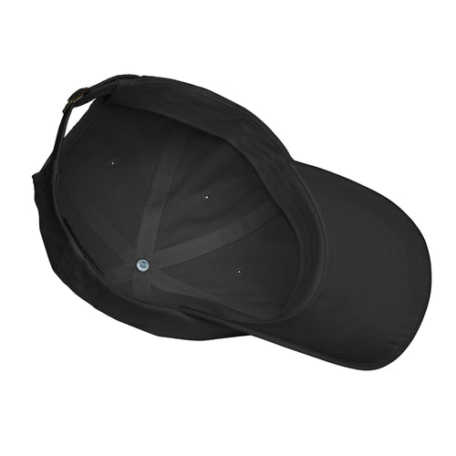 Black APBoo embroidered cap, underside and interior detail
